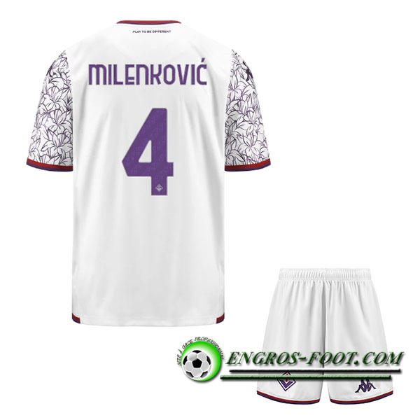 Maillot de Foot ACF Fiorentina (MILENKOVIC #4) Enfants 2023/2024 Exterieur