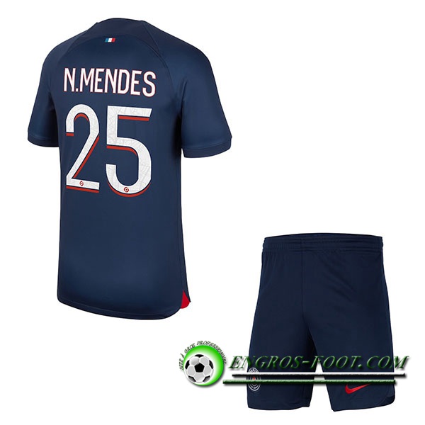 Maillot de Foot PSG (N.MENDES #25) Enfants 2023/2024 Domicile