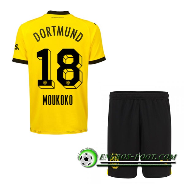 Maillot de Foot Dortmund BVB (MOUKOKO #18) Enfants 2023/2024 Domicile