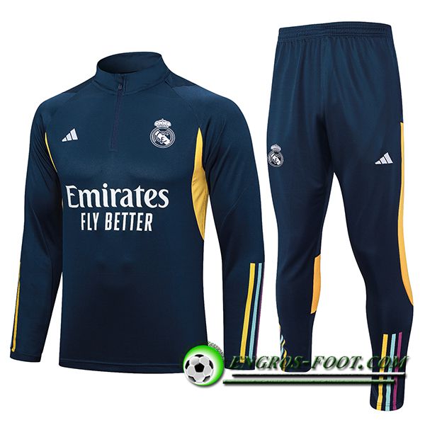 Ensemble Survetement de Foot Real Madrid Bleu Marine 2023/2024 -05