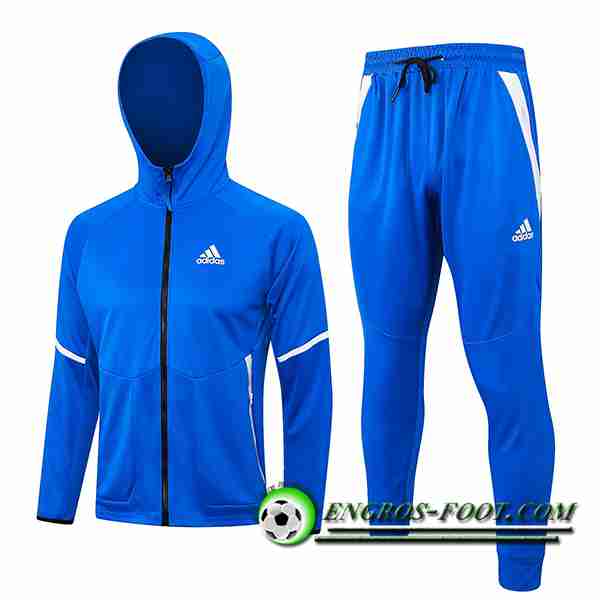 Ensemble Survetement Veste A Capuche Coupe-Vent Adidas Bleu 2023/2024