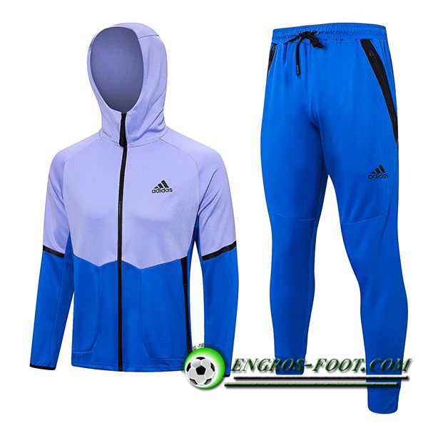 Ensemble Survetement Veste A Capuche Coupe-Vent Adidas Bleu/Pourpre 2023/2024