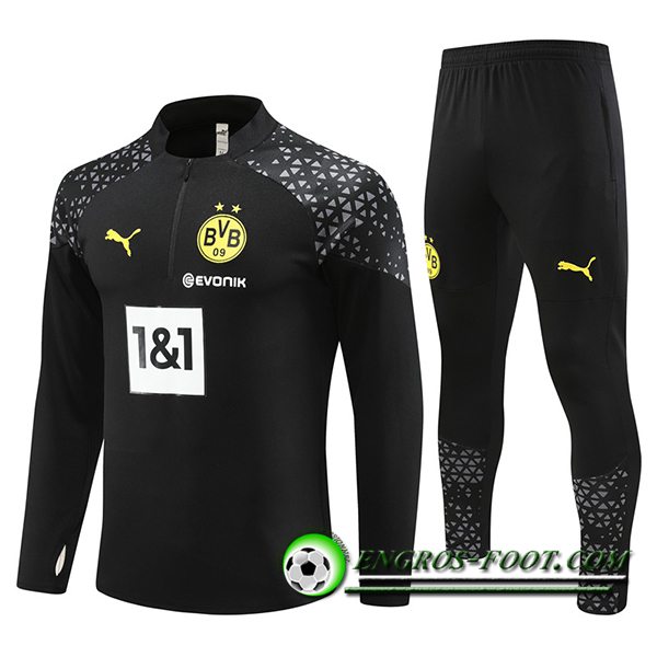 Ensemble Survetement de Foot Dortmund Noir 2023/2024