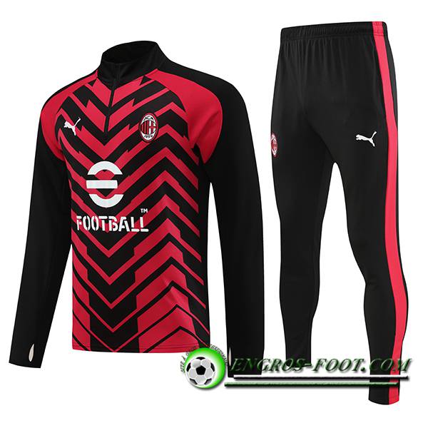 Ensemble Survetement de Foot Milan AC Rouge/Noir 2023/2024