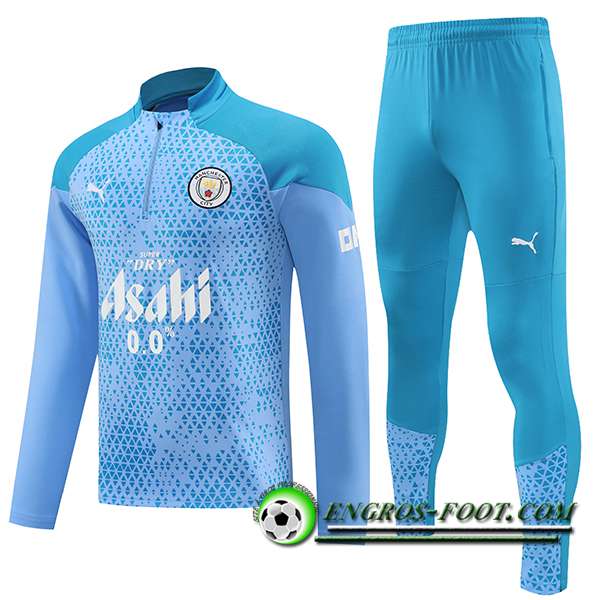 Ensemble Survetement de Foot Manchester City Bleu Clair 2023/2024 -04