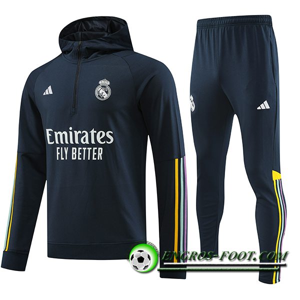 Ensemble Survetement Veste A Capuche Real Madrid Bleu Marine 2023/2024