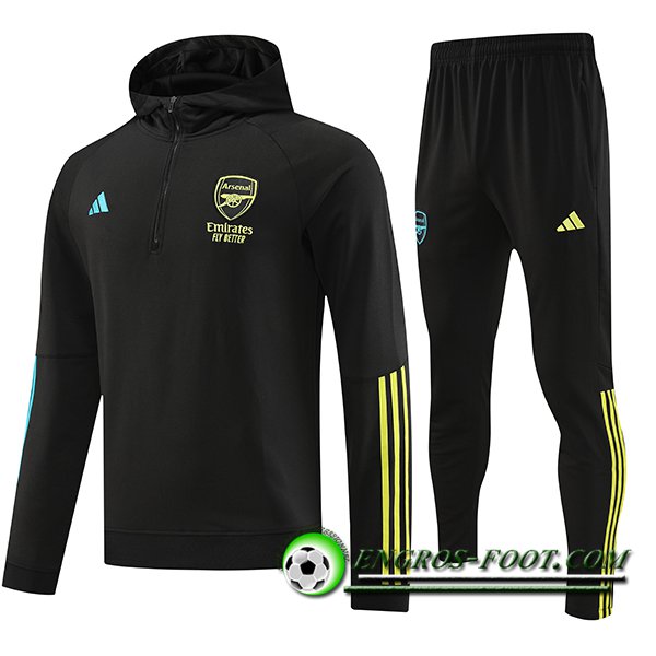 Ensemble Survetement Veste A Capuche Arsenal Noir 2023/2024