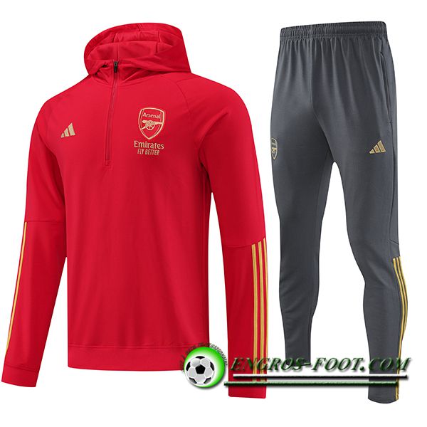 Ensemble Survetement Veste A Capuche Arsenal Rouge 2023/2024