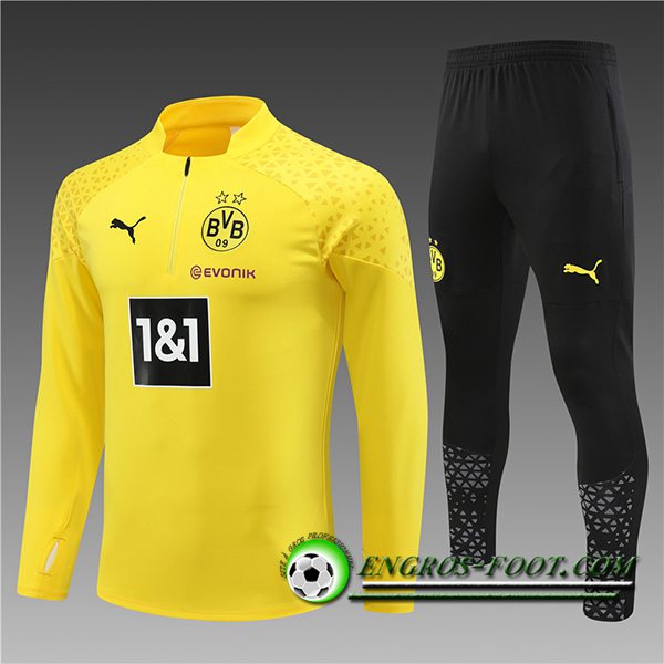 Ensemble Survetement de Foot Dortmund Enfant Jaune 2023/2024