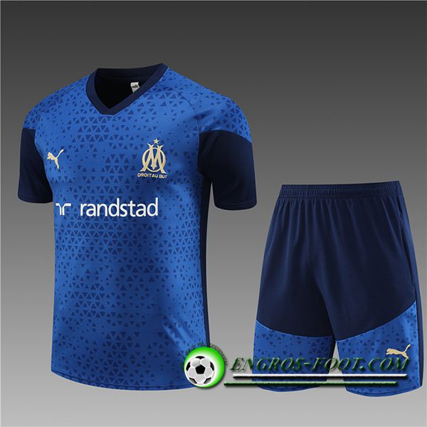 Training T-Shirts + Short Marseille Enfant Bleu 2023/2024