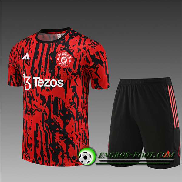 Training T-Shirts + Short Manchester United Enfant Rouge 2023/2024