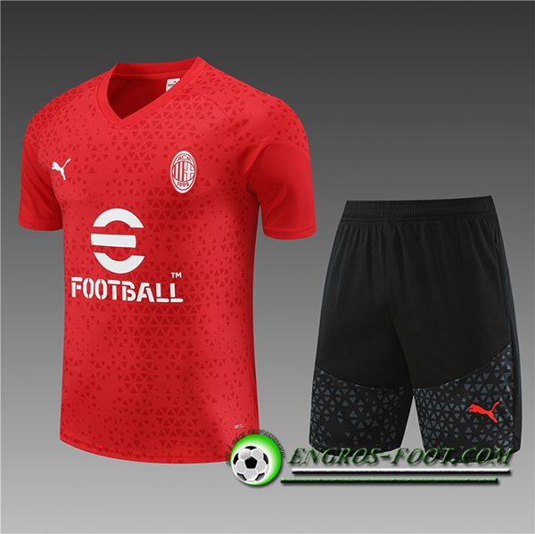 Training T-Shirts + Short Milan AC Enfant Rouge 2023/2024