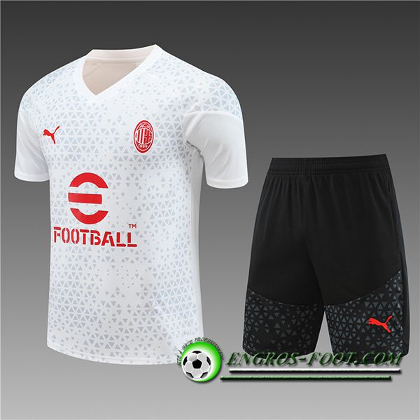 Training T-Shirts + Short Milan AC Enfant Blanc 2023/2024