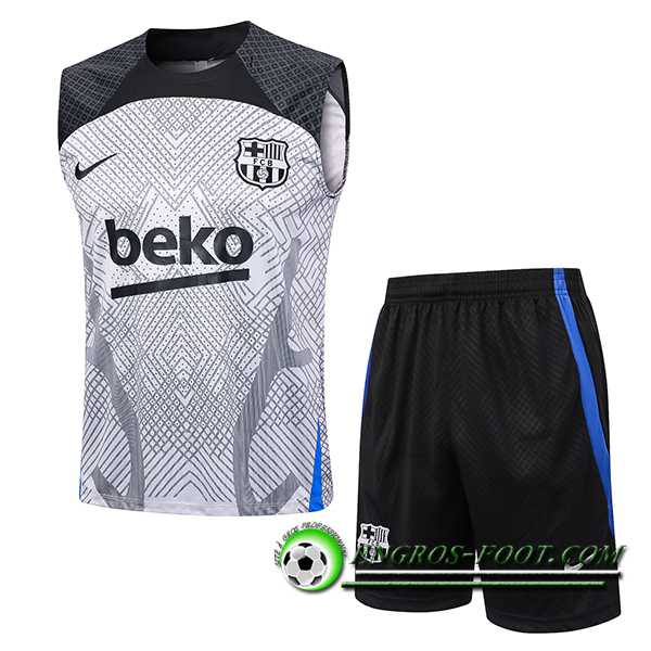 Ensemble Training Debardeur + Shorts FC Barcelone Gris Clair 2023/2024