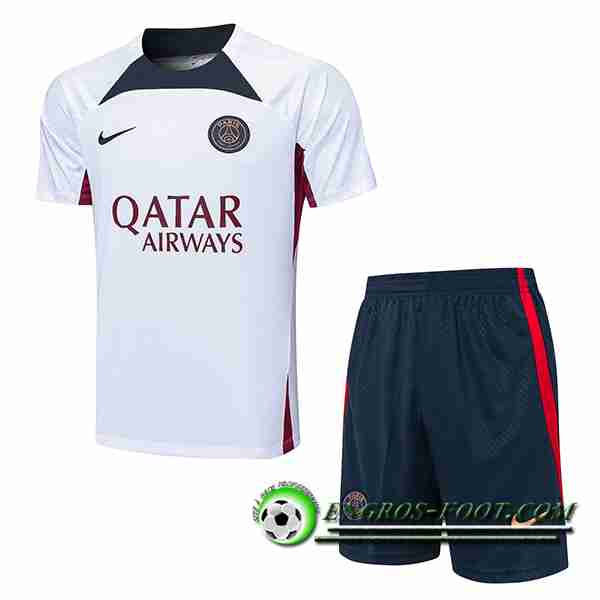 Ensemble Training T-Shirts + Shorts PSG Blanc 2023/2024 -04