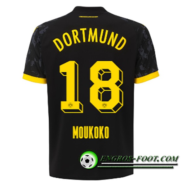 Maillot de Foot Dortmund BVB (MOUKOKO #18) 2023/2024 Exterieur