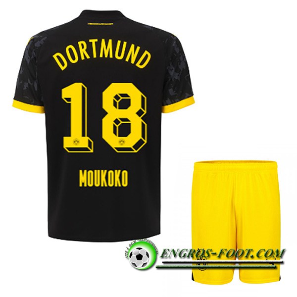 Maillot de Foot Dortmund BVB (MOUKOKO #18) Enfants 2023/2024 Exterieur