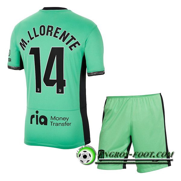 Maillot de Foot Atletico Madrid (M. LLORENTE #14) Enfants 2023/2024 Third