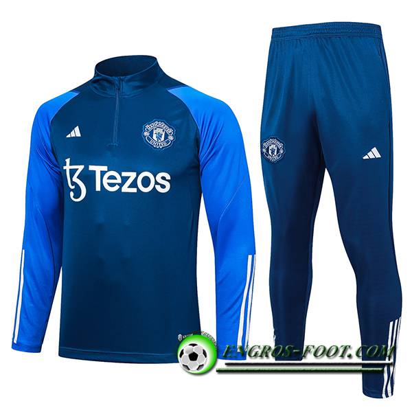 Ensemble Survetement de Foot Manchester United Bleu Marine 2023/2024