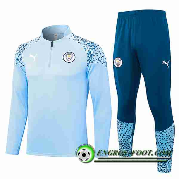 Ensemble Survetement de Foot Manchester City Bleu Clair 2023/2024 -06