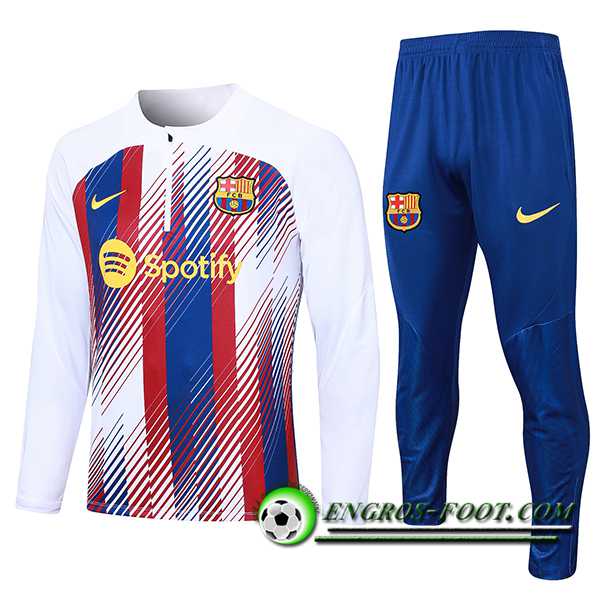 Ensemble Survetement de Foot FC Barcelone Blanc 2023/2024