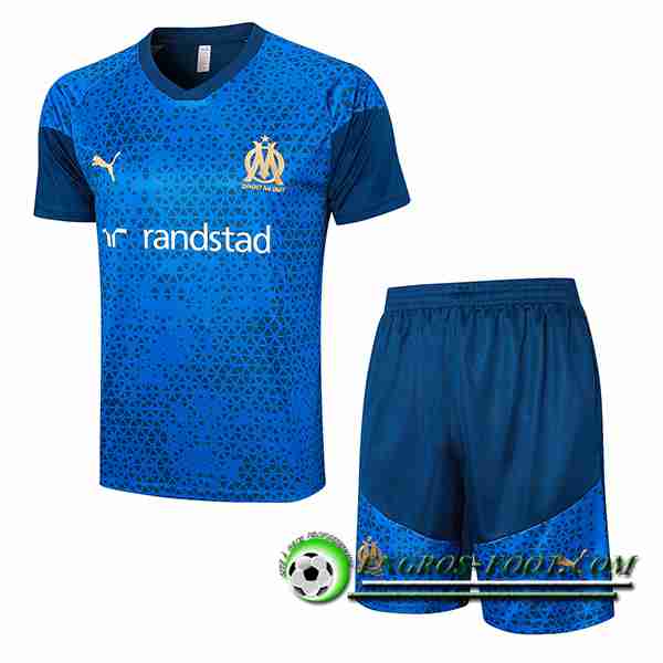 Ensemble Training T-Shirts + Shorts Marseille Bleu 2023/2024 -02