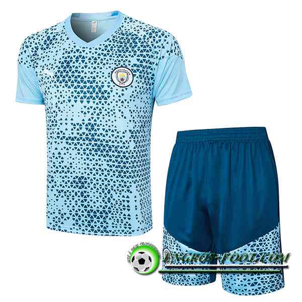 Ensemble Training T-Shirts + Shorts Manchester City Bleu Clair 2023/2024 -03