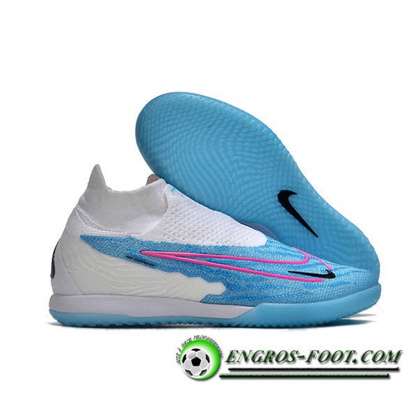 Nike Chaussures de Foot Phantom GX Elite DF Link IC Blanc/Bleu