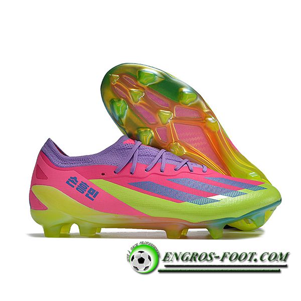 Adidas Chaussures de Foot X CRAZYFAST MESSI.1 FG BOOTS Vert/Pourpre/Rose