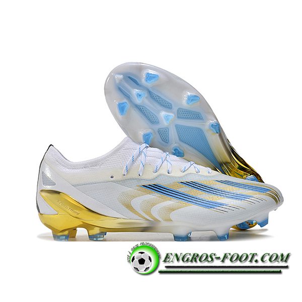 Adidas Chaussures de Foot X CRAZYFAST MESSI.1 FG BOOTS Blanc/Bleu/Jaune