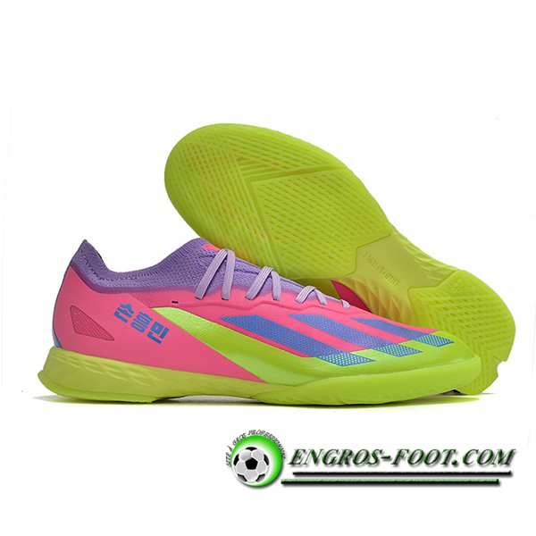 Adidas Chaussures de Foot X CRAZYFAST.1 IC BOOTS Vert/Pourpre/Rose