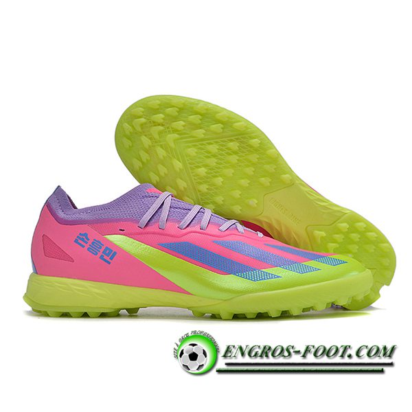 Adidas Chaussures de Foot X CRAZYFAST.1 TF BOOTS Vert/Pourpre/Rose