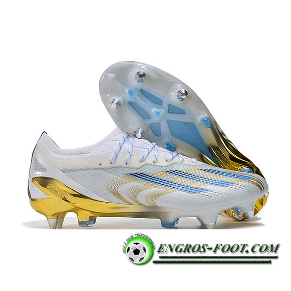 Adidas Chaussures de Foot X Crazyfast1 SG Blanc/Bleu/Jaune