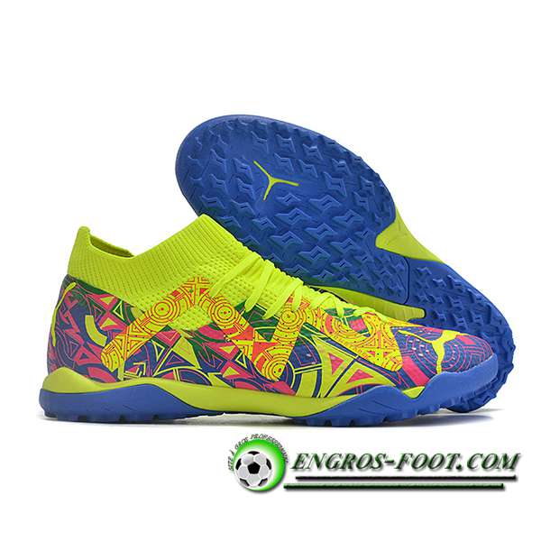 PUMA Chaussures de Foot Future X Powercat Tokyo Match TF Vert/Bleu