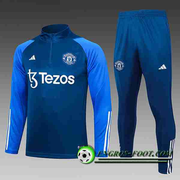 Ensemble Survetement de Foot Manchester United Enfant Bleu 2023/2024