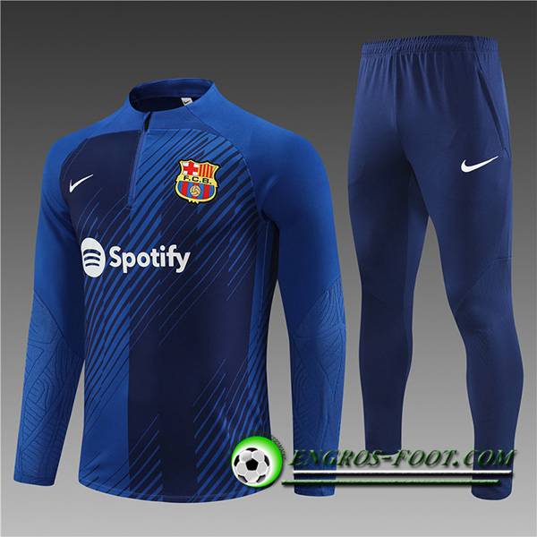 Ensemble Survetement de Foot FC Barcelone Enfant Bleu Marine 2023/2024