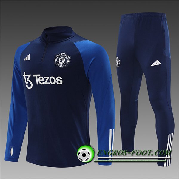 Ensemble Survetement de Foot Manchester United Enfant Bleu 2023/2024 -02