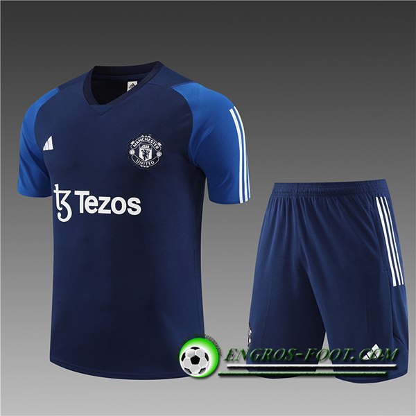Ensemble Training T-Shirts + Shorts Manchester United Enfant Bleu Marine 2023/2024