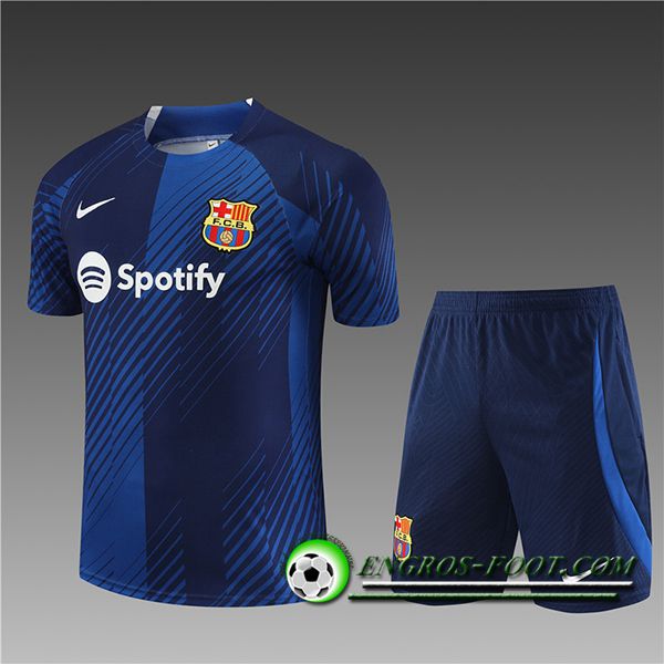 Ensemble Training T-Shirts + Shorts FC Barcelone Enfant Bleu Marine 2023/2024
