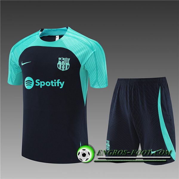 Ensemble Training T-Shirts + Shorts FC Barcelone Enfant Bleu Marine 2023/2024 -02