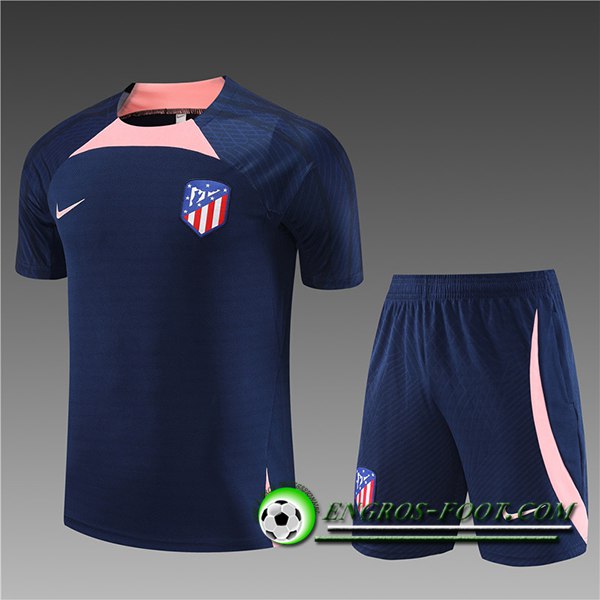 Ensemble Training T-Shirts + Shorts Atletico Madrid Enfant Bleu Marine 2023/2024