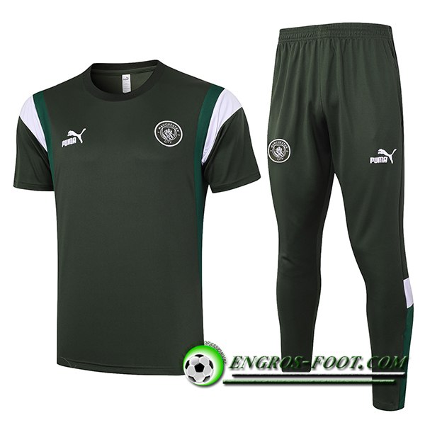 Ensemble Training T-Shirts + Pantalon Manchester City Vert 2023/2024