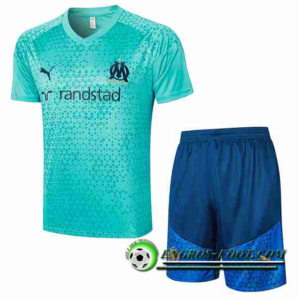 Ensemble Training T-Shirts + Shorts Marseille Bleu Clair 2023/2024 -03