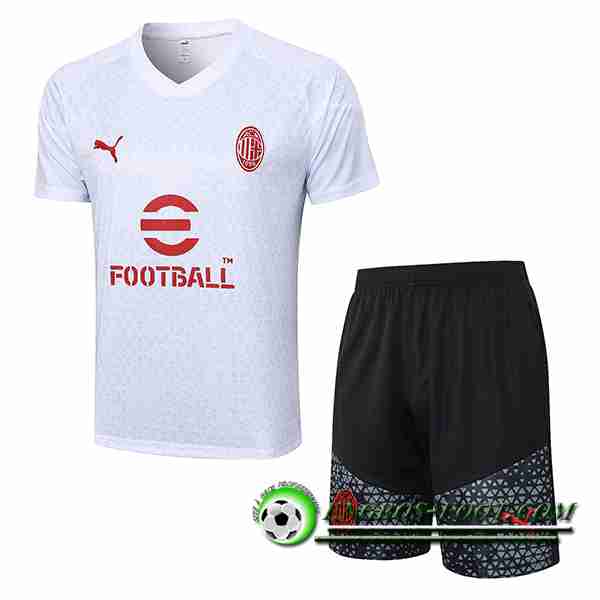 Ensemble Training T-Shirts + Shorts Milan AC Blanc 2023/2024 -02