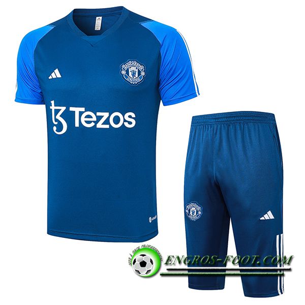 Ensemble Training T-Shirts + Shorts Manchester United Bleu 2023/2024