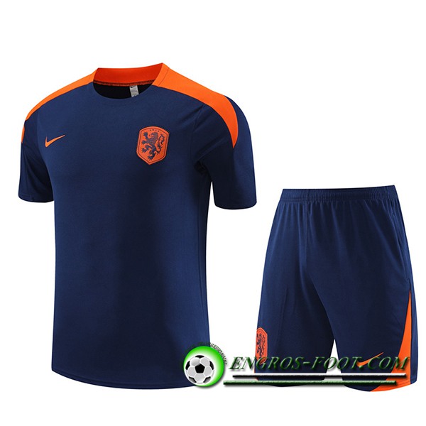 Ensemble Training T-Shirts + Shorts Pays-Bas Bleu Marine 2023/2024