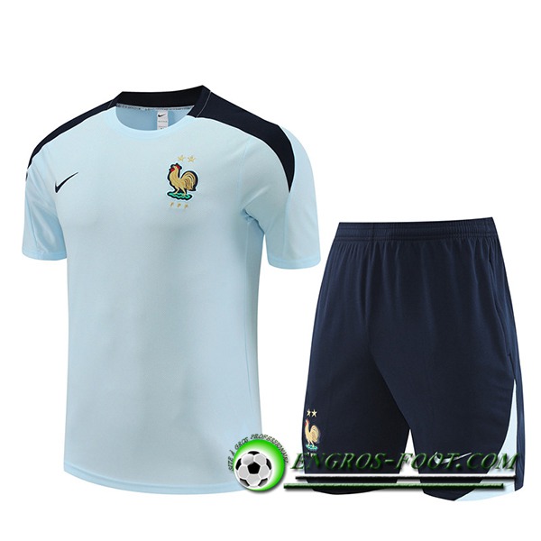 Ensemble Training T-Shirts + Shorts France Bleu Clair 2023/2024