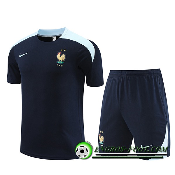 Ensemble Training T-Shirts + Shorts France Bleu Marine 2023/2024