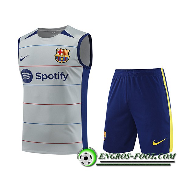 Ensemble Training Debardeur + Shorts FC Barcelone Gris 2023/2024 -03