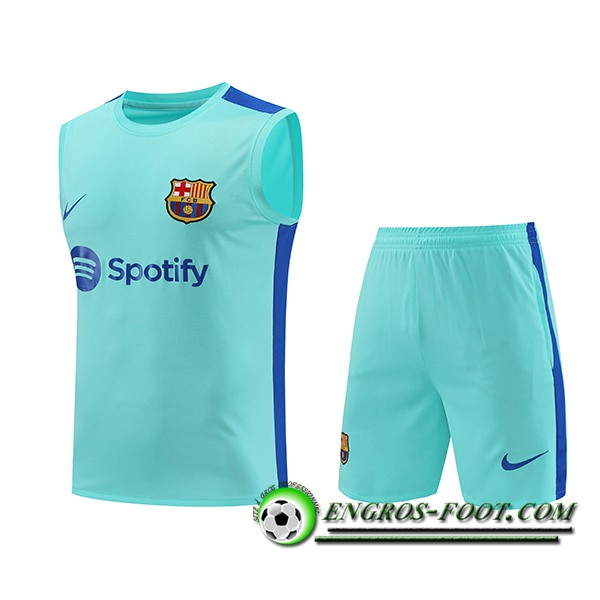 Ensemble Training Debardeur + Shorts FC Barcelone Bleu Clair 2023/2024 -02